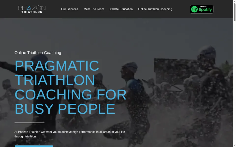 Phazon Triathlon homepage screenshot