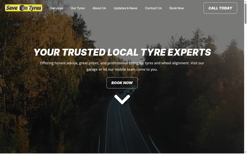 Save On Tyres homepage screenshot